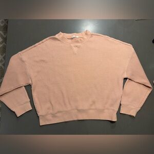 GAP Women's Light Pink Ribbed Crew Neck Sweater